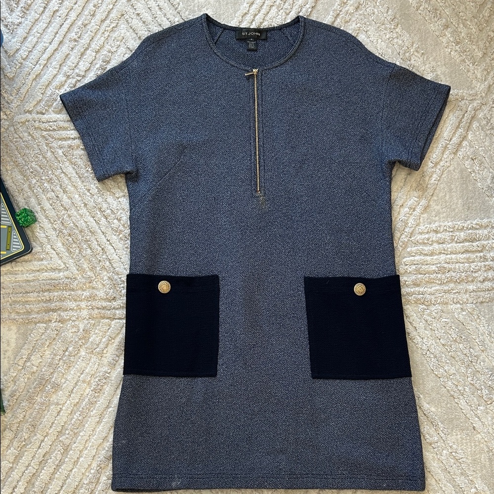 St. John blue Short Sleeve knit Dress